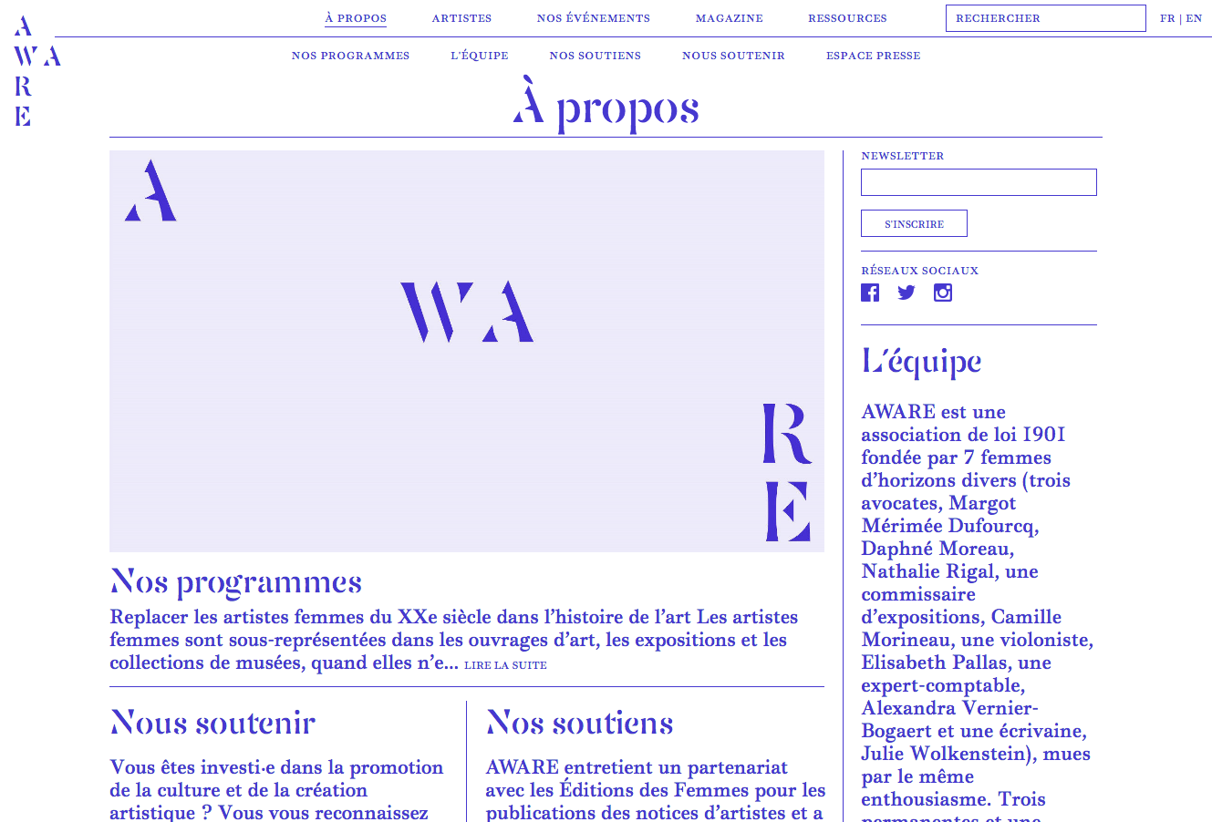 AWARE, website — Lisa Sturacci Graphiste
