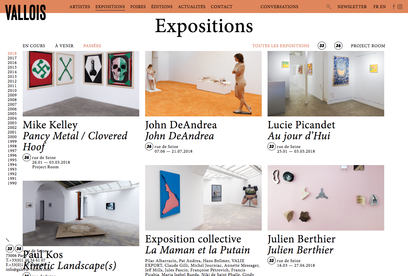 Galerie Georges-Philippe et Nathalie Vallois, website — Lisa Sturacci Graphiste