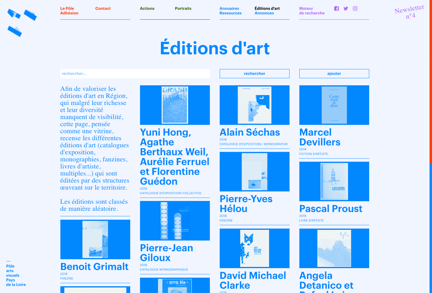Pôle arts visuels Pays de la Loire, website — Lisa Sturacci Graphiste