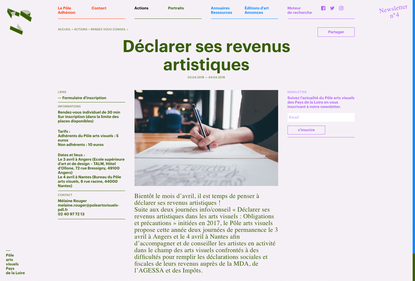 Pôle arts visuels Pays de la Loire, website — Lisa Sturacci Graphiste