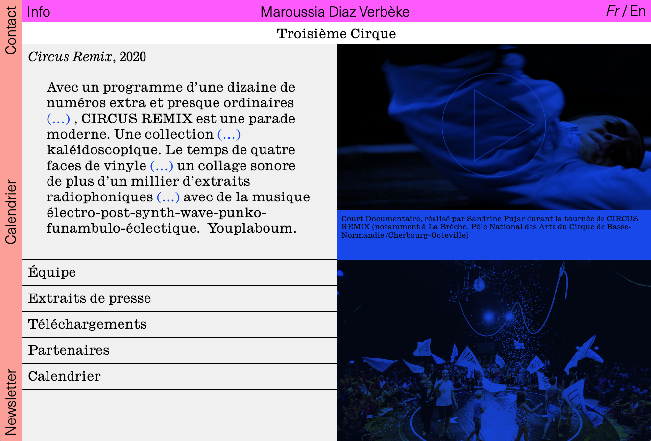 Troisième Cirque, website — Lisa Sturacci Graphiste
