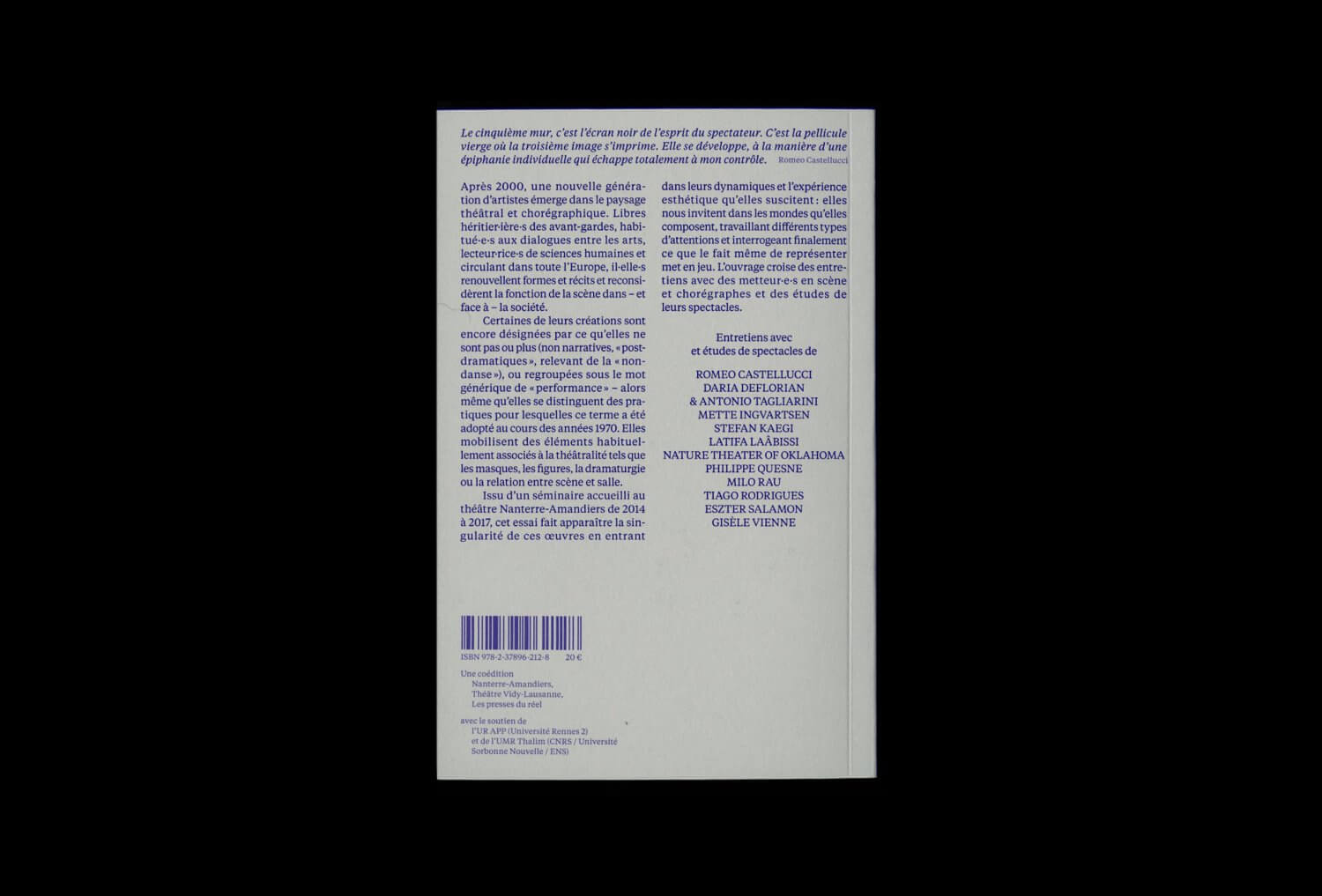 Le Cinquième Mur. Formes scéniques contemporaines et nouvelles théâtralités — Lisa Sturacci Graphiste